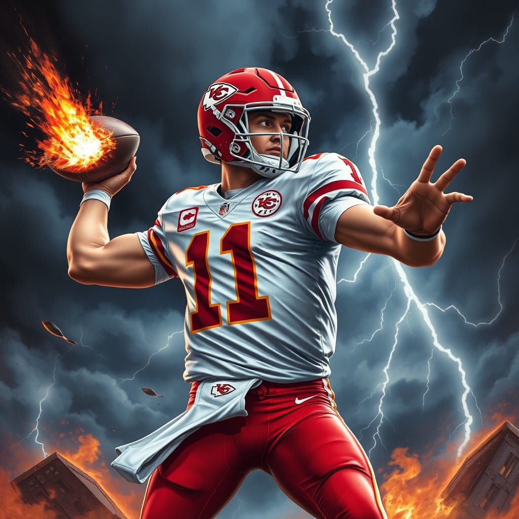 Action-Packed Football Scene in Neon-Lit Futuristic Style