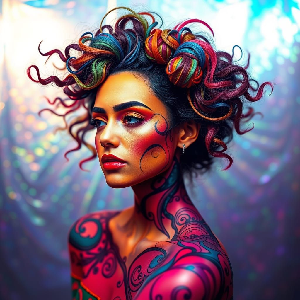 Surreal Goddess Radiates Vibrant Colors