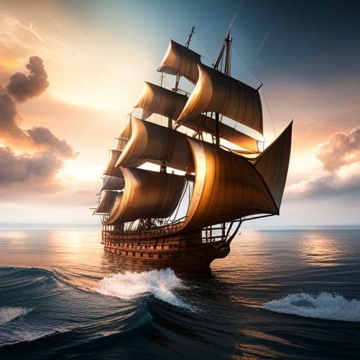 Pirate Captain on Ship in 3D Cinematic Style