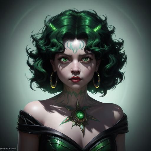 Betty Boop as Medusa: Hyperdetailed Art Portrait