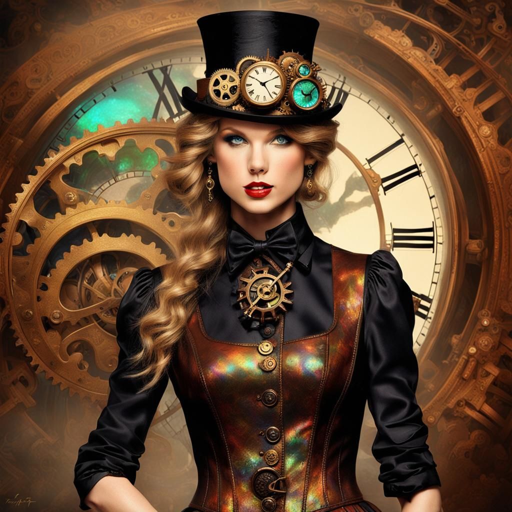 Steampunk Portrait with Iridescent Colors