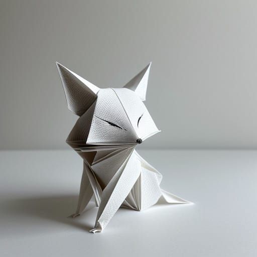 Intricately Folded Origami Fox