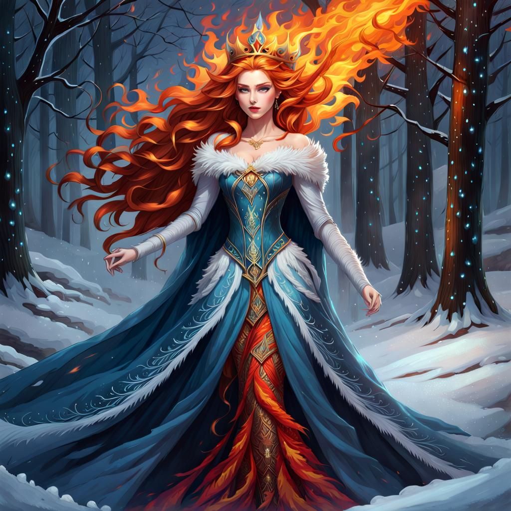 Fire and Ice Goddess in Renaissance Style