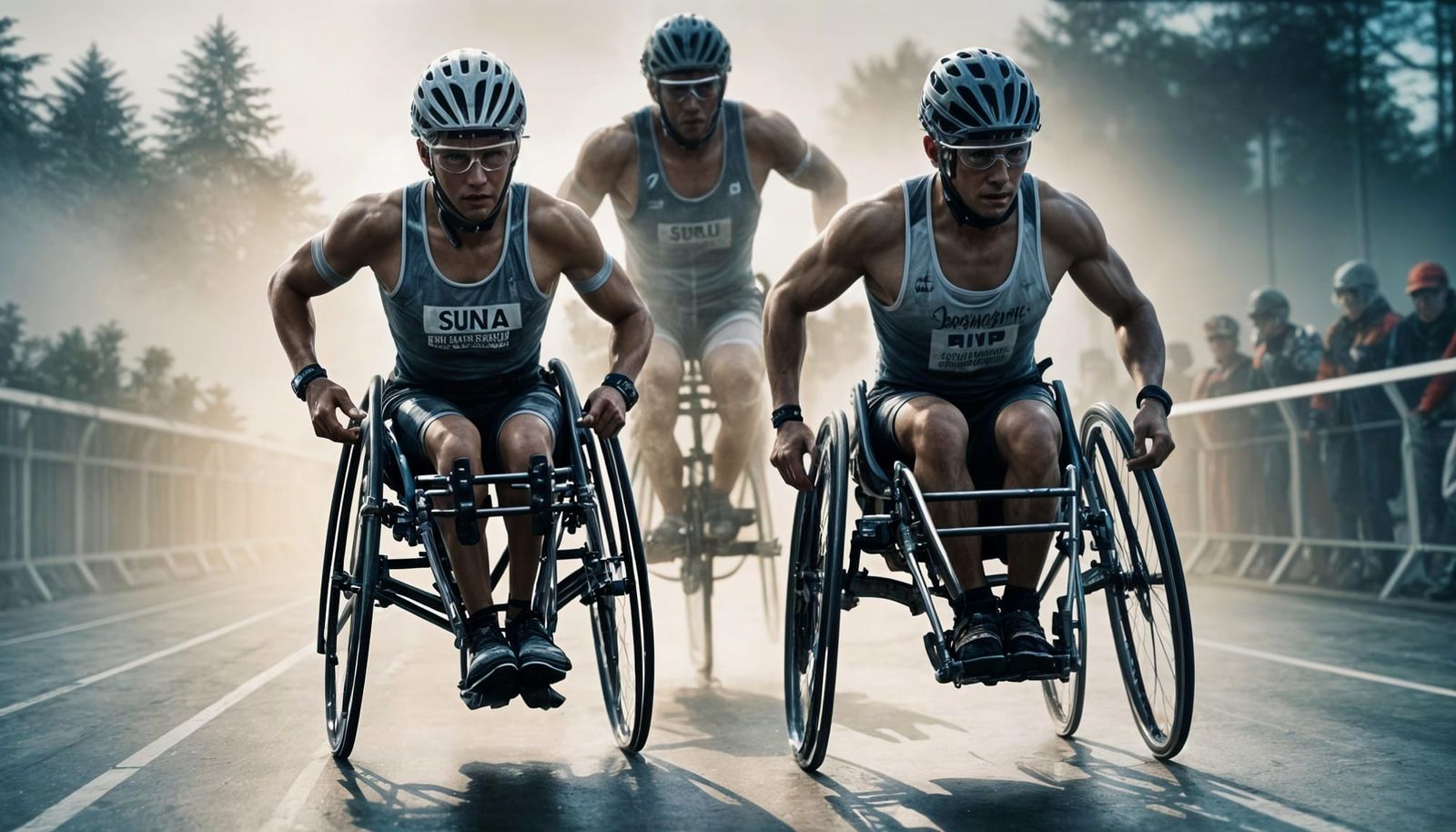 Para-Athlete's Triumphant Finish: Double Exposure Photo