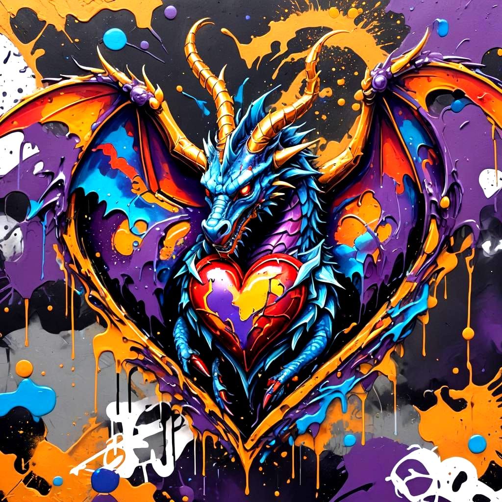 Graffiti Dragon Heart with Loyalty Message