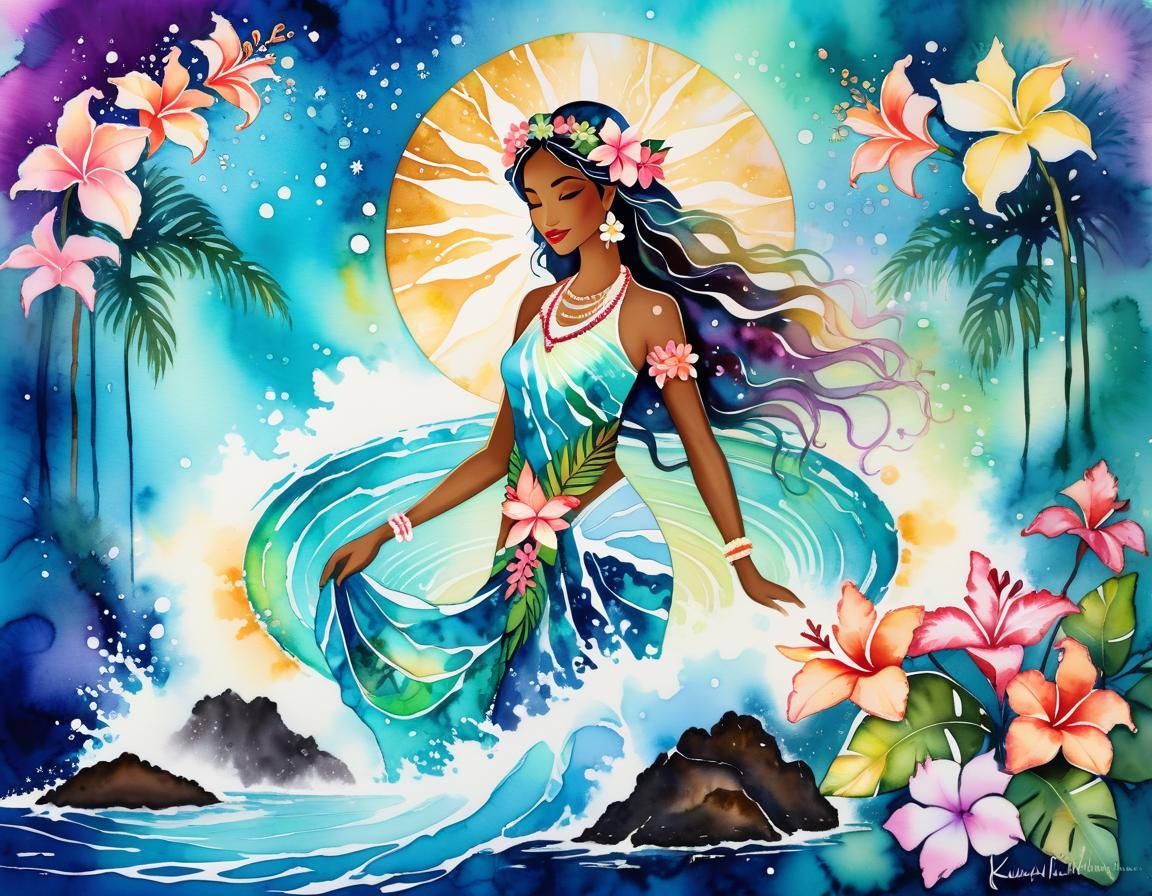 Goddess Laka in a Surreal Fantasy Flower World