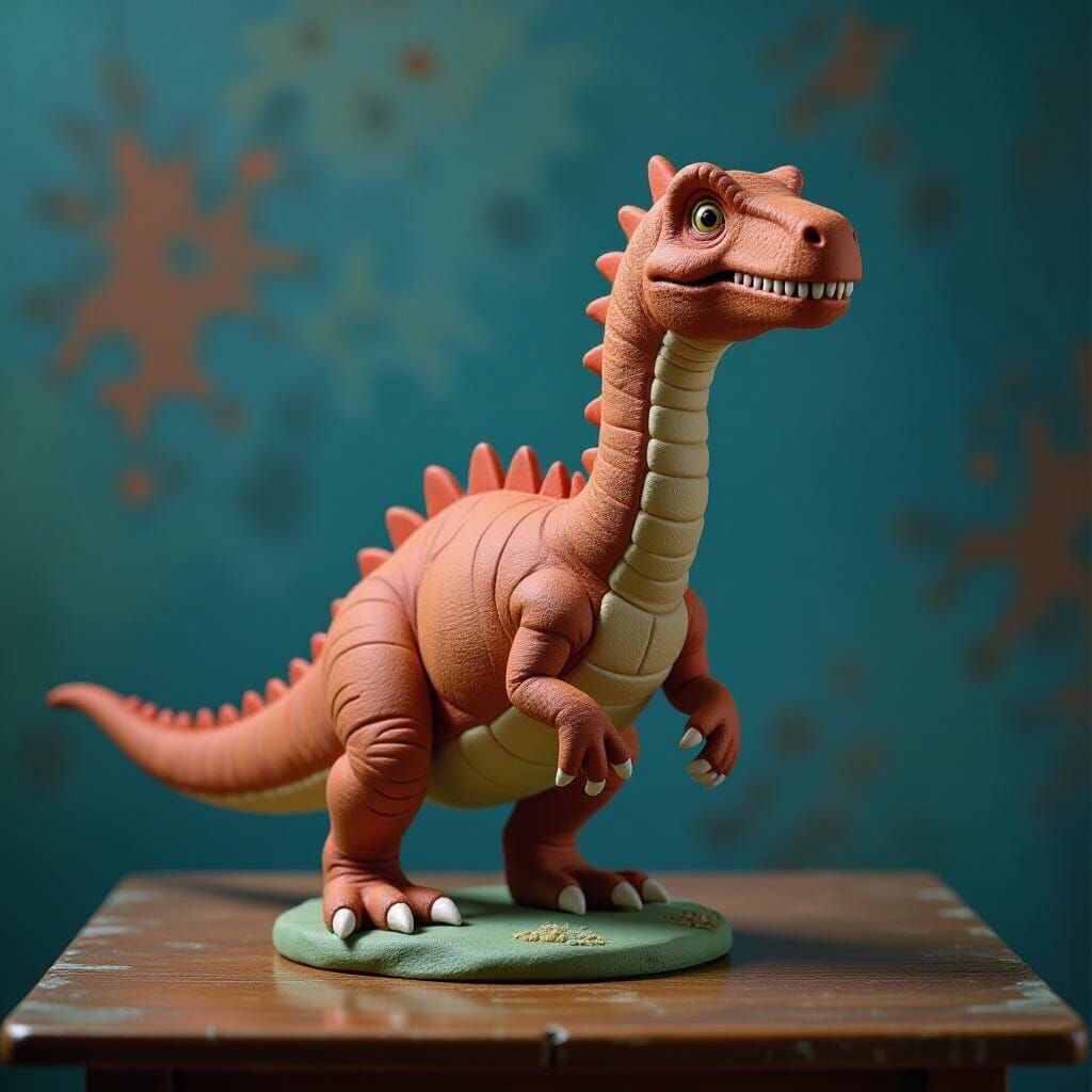 Clay Dinosaur Sculpture in Fantasy Concept Art Style