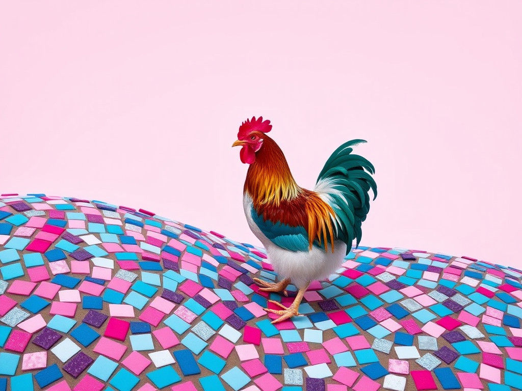 Hen Downhill in Delightful Mosaic Style