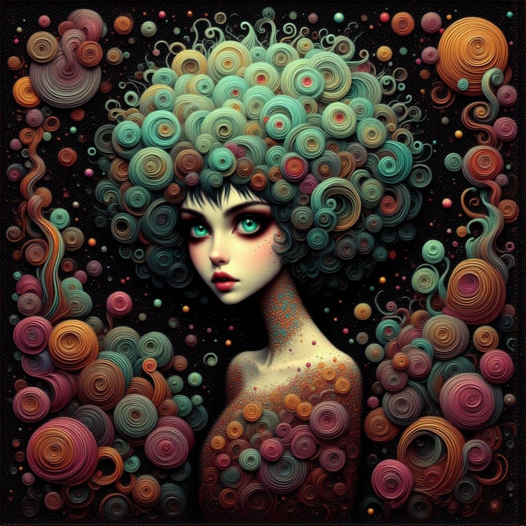 Mystical Moon Fairy Artwork in Psychedelic Style