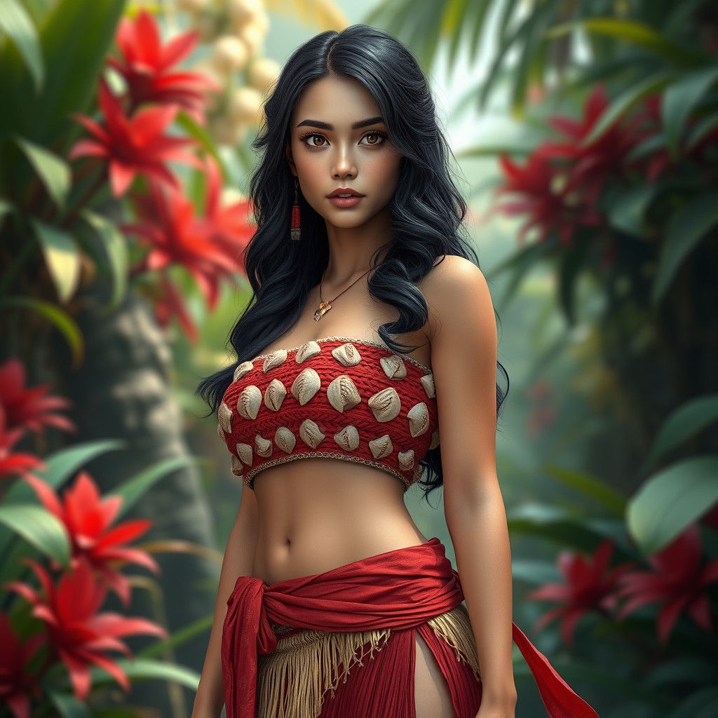 Woman in Tapa Outfit Fantasy Concept Art