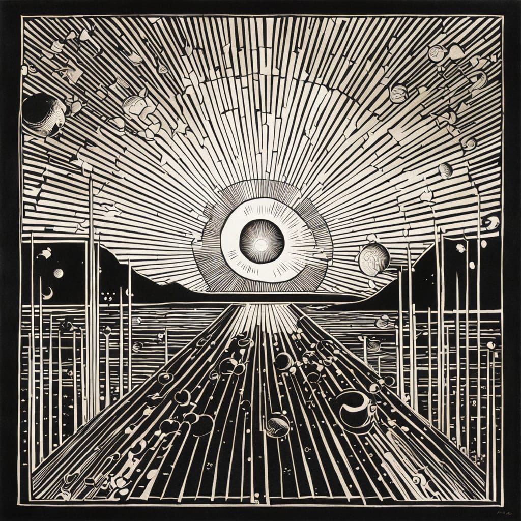 Golden Ratio Beauty Unfolds in Intricate Linocut