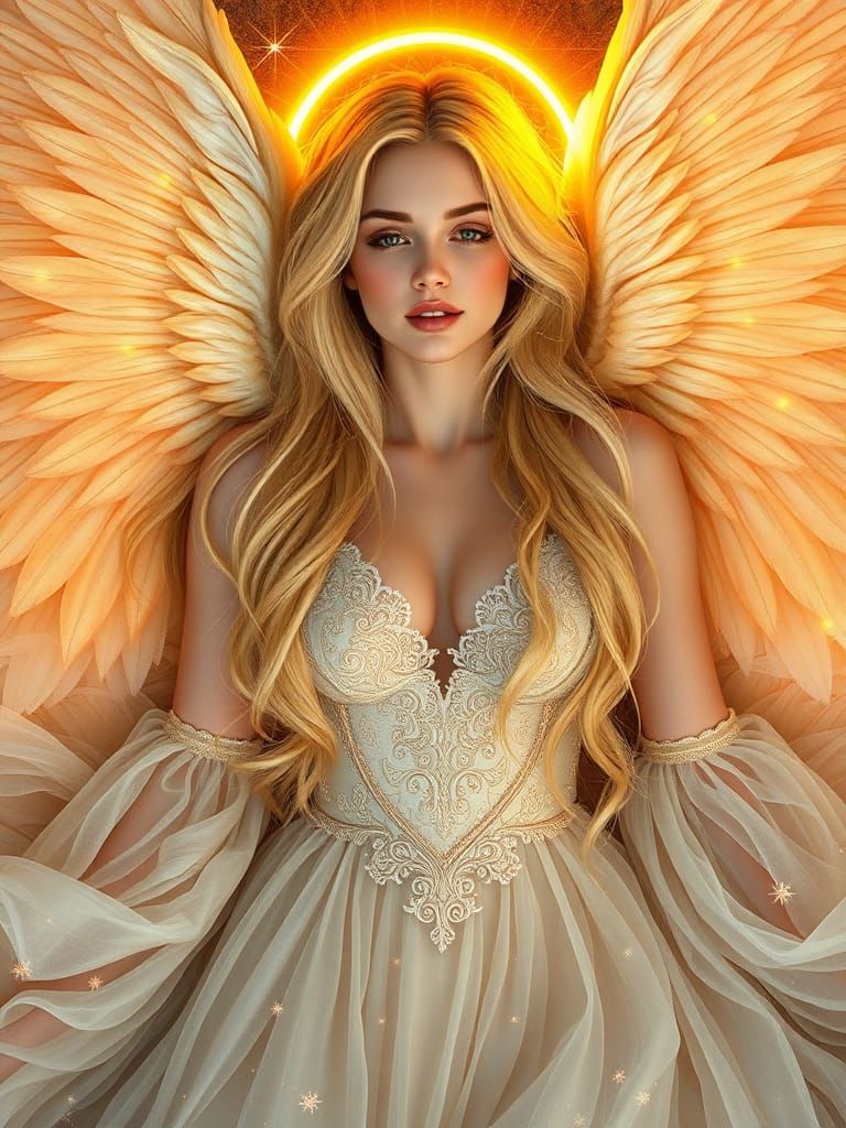 Fallen Angel in Divine Golden Light