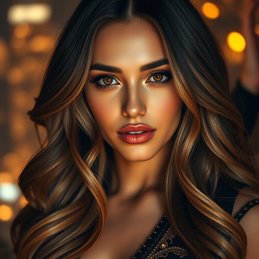 Woman with Balayage at Chic Halloween Party