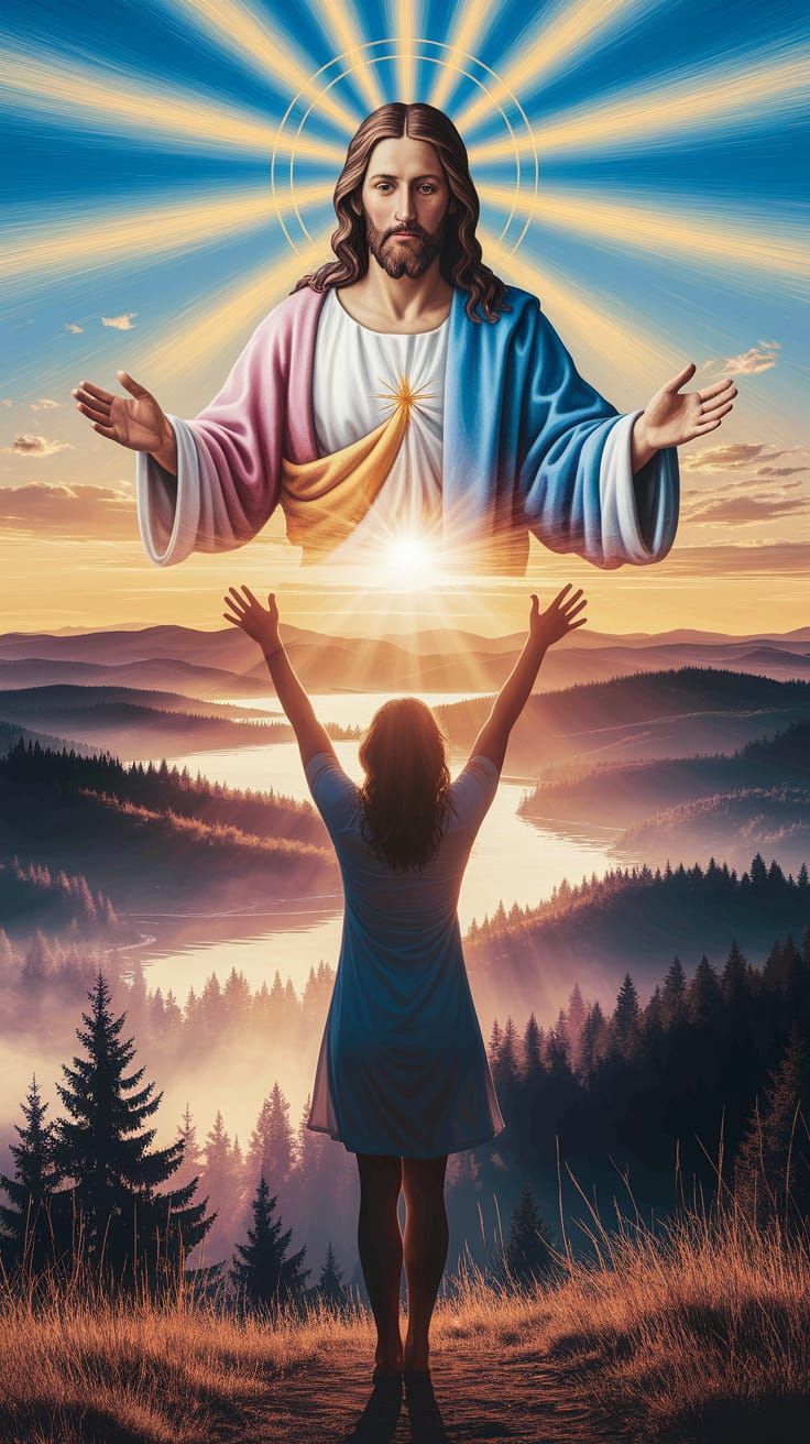 Woman in Praise at Sunrise, Classical Style