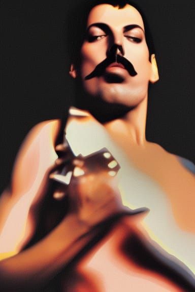Hyperrealistic Freddie Mercury Portrait with Volumetric Ligh...