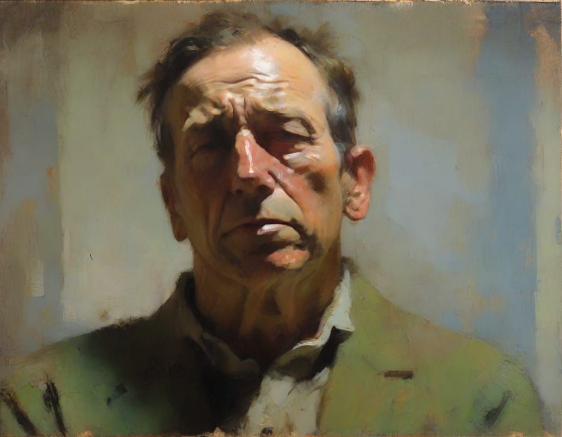 Expressive Figure in Muted Impressionist Oil Painting