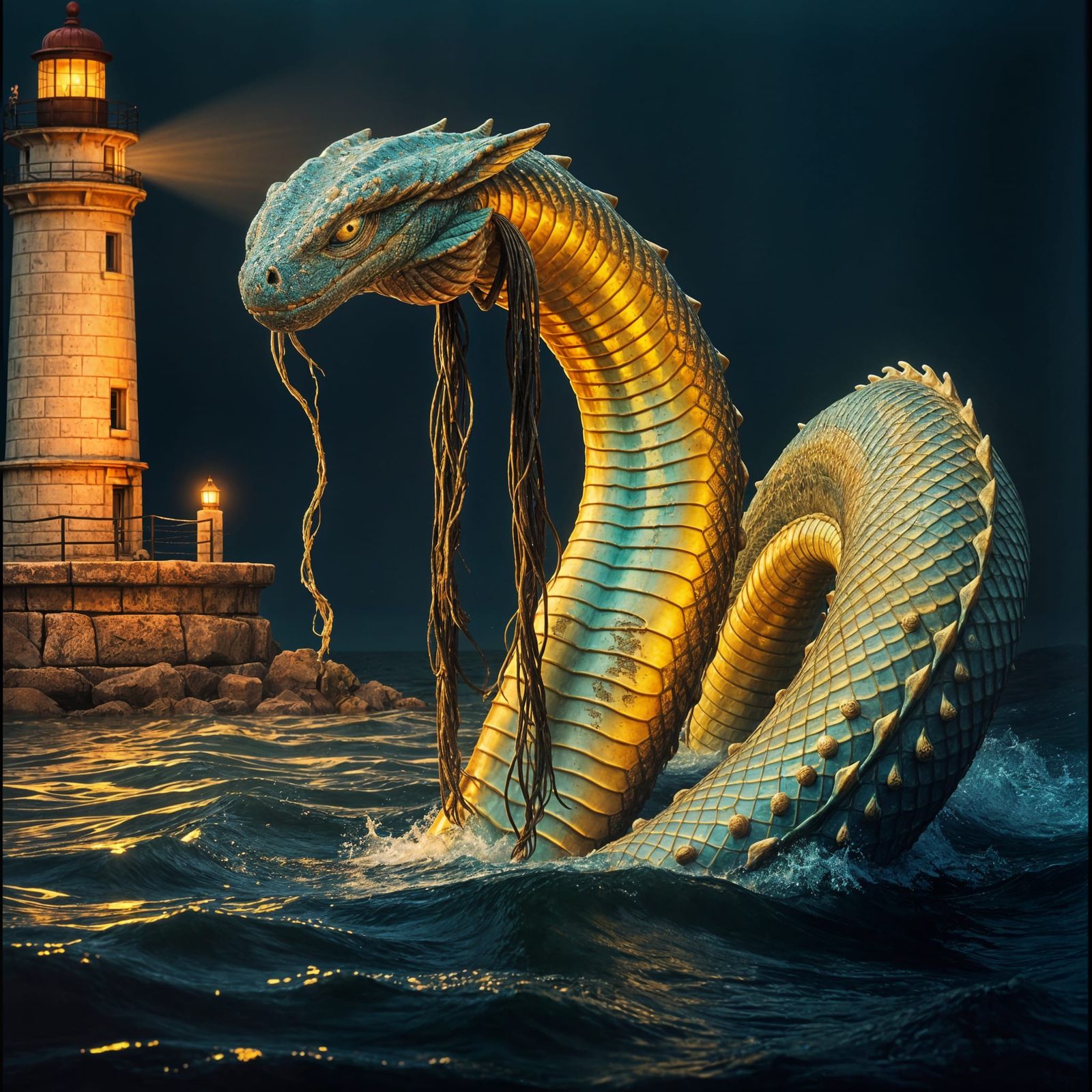 Epic Cinematic Portrait of a Radiant Sea Serpent