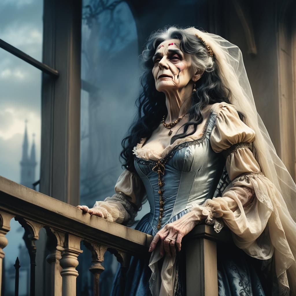 Elderly Transvestite as Juliet in Victorian Style