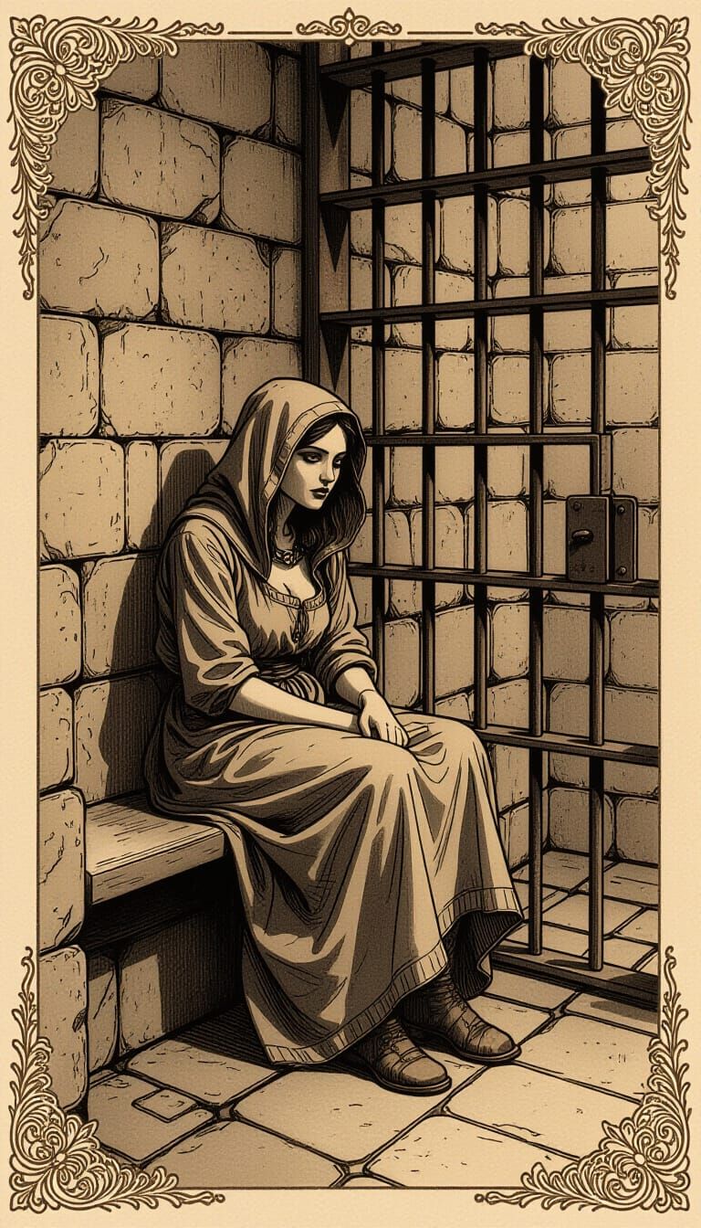 Misty in Jail: Sepia Sketch with Embellishments