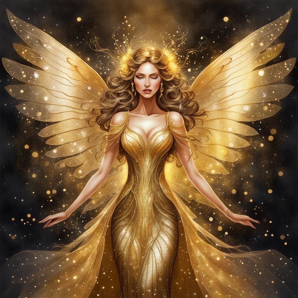Goddess-Like Fairy in Shimmering Light