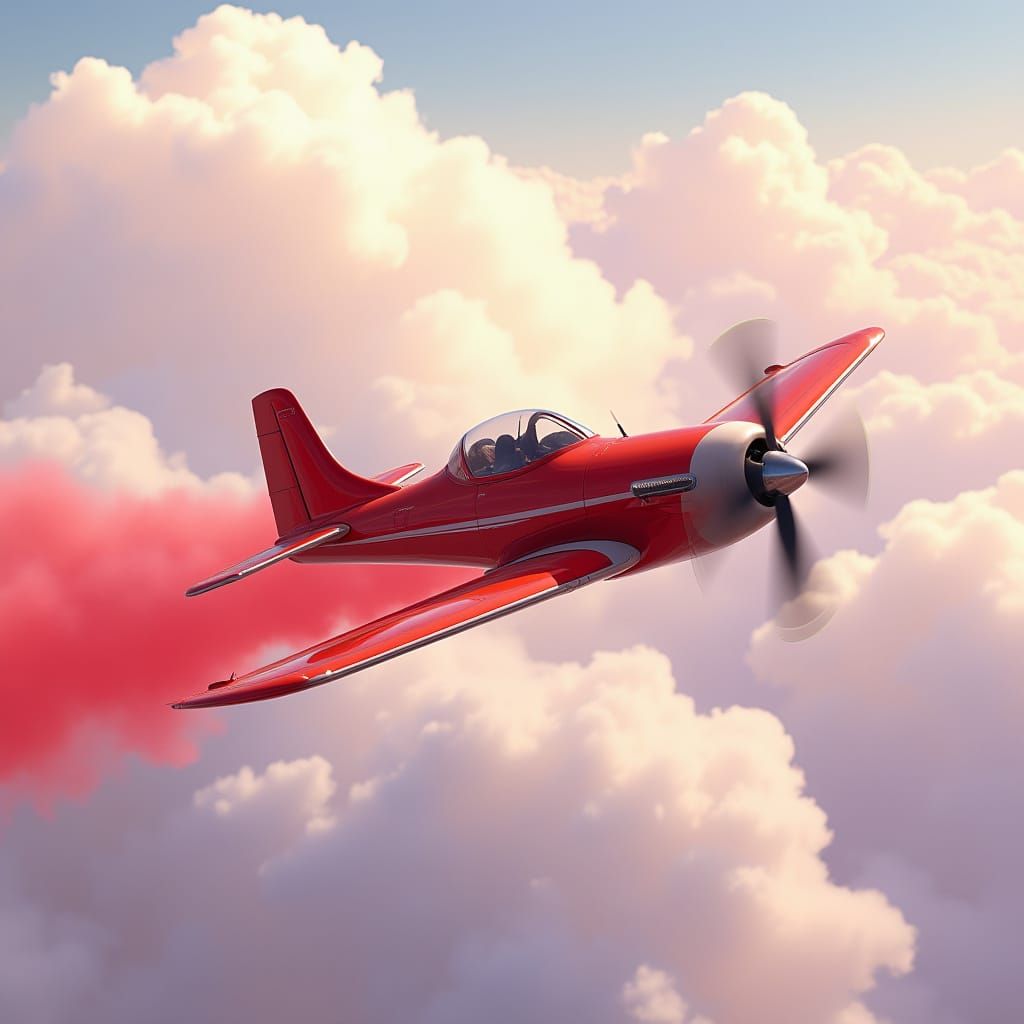Red Stunt Plane Soaring Through Vanilla Skies