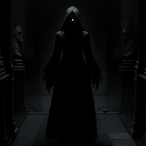 Eerie Shadow Woman in Engraving Style