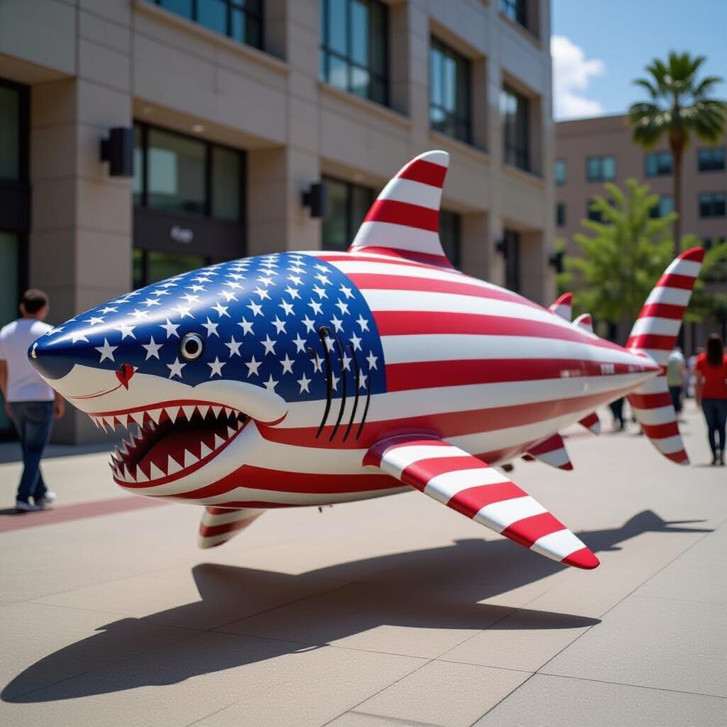 American Flag Shark: Patriotic Marine Art