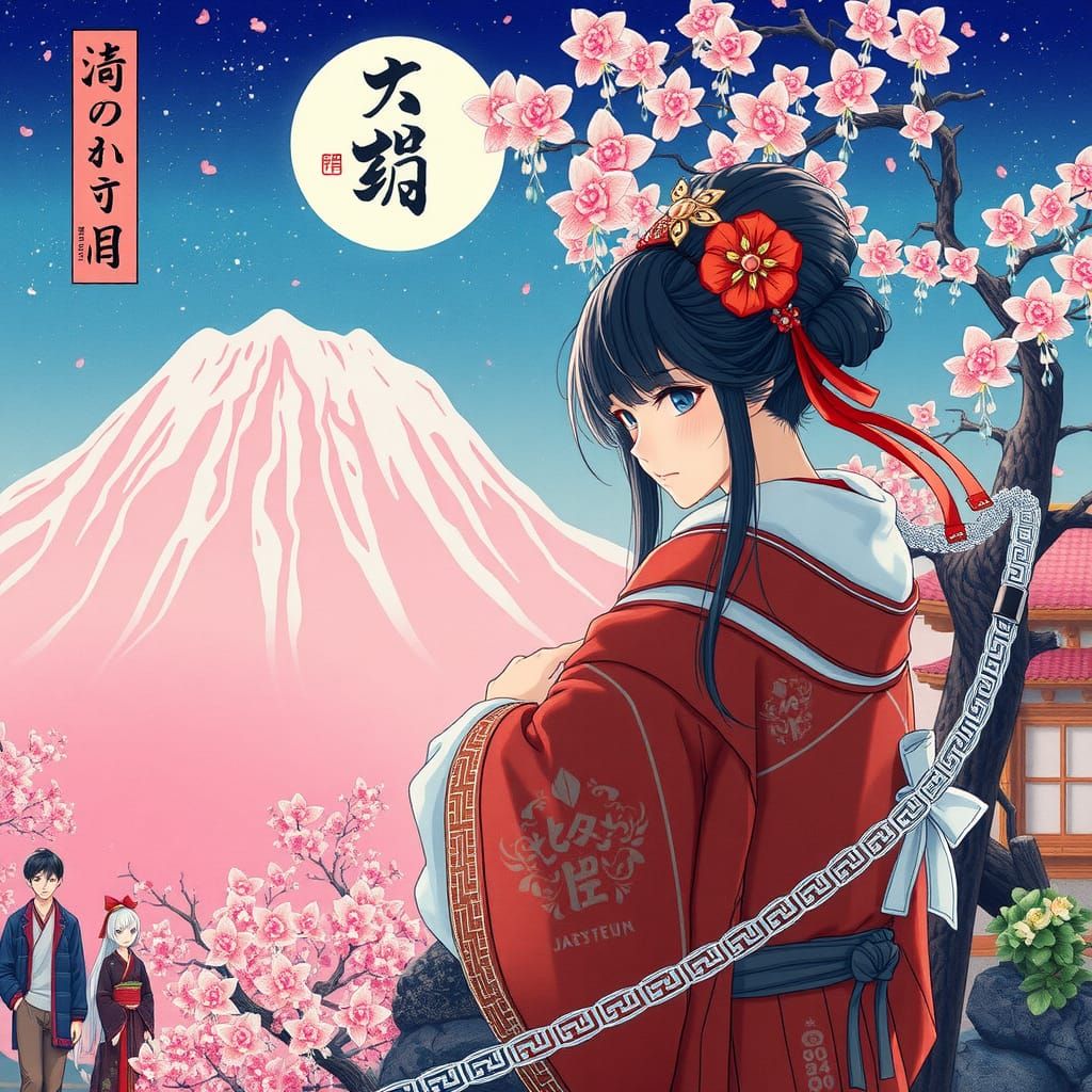 Anime-Inspired Ukiyo-e Style 3D Art