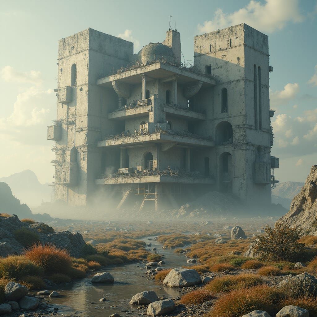 Sci-Fi City in Apocalyptic Landscape