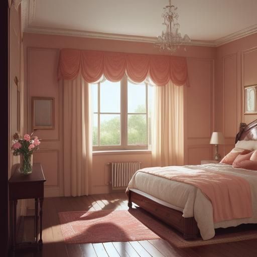 Cozy bedroom all salmon pink hues