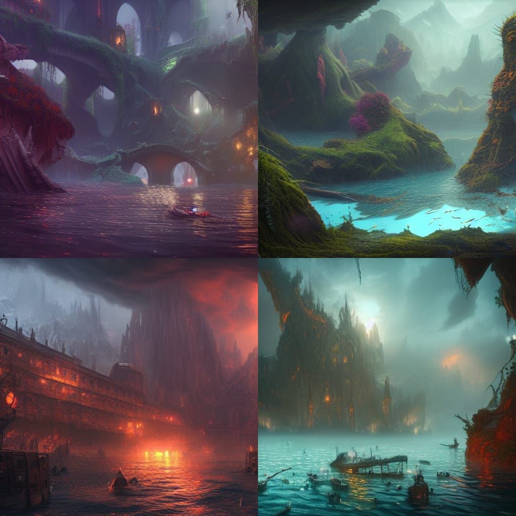 Detailed Matte Painting of Drowning Person