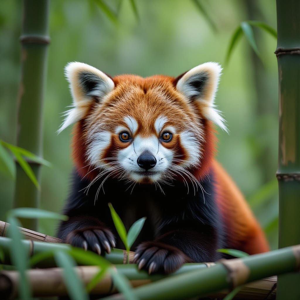 Red Panda Explorer in Bamboo Jungle - Nature Photo