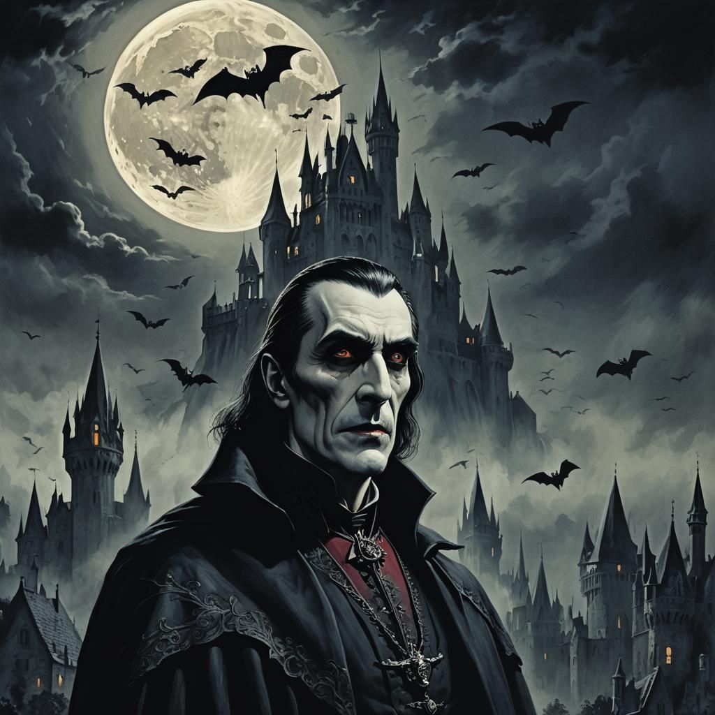 Gothic Horror: Dracula's Castle in Moonlight