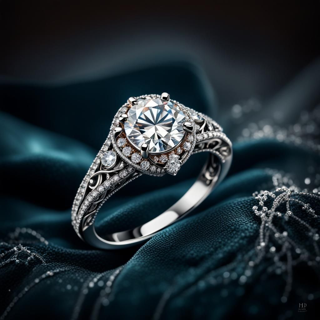 Hyperrealistic Engagement Ring: Cinematic High Contrast Imag...