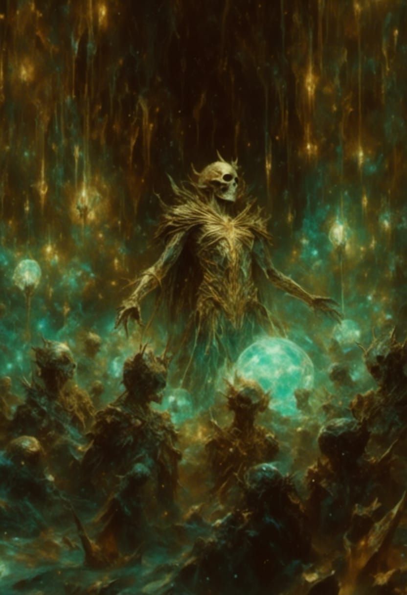 Golden Warrior Wraiths in Dreamy Darkness