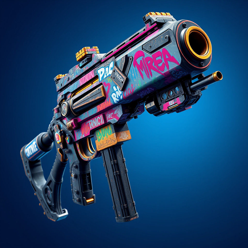 Eminem-Inspired Fortnite Gun in Baroque-Mecha Style