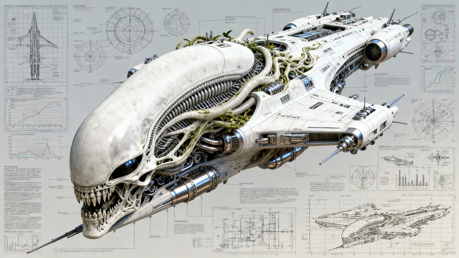 Futuristic Alien Space Cruiser: 3D Technical Diagram