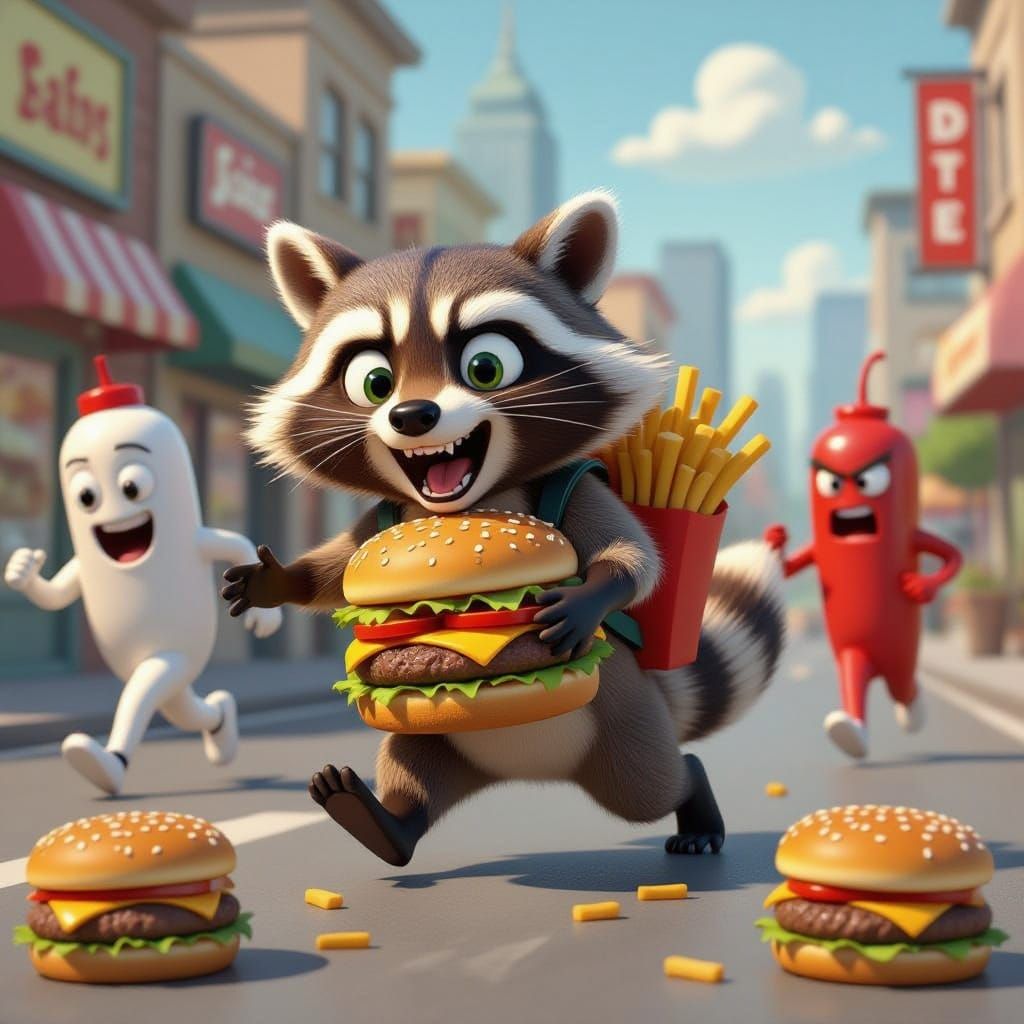 Raccoon-Burger Havoc in Fast-Food Metropolis