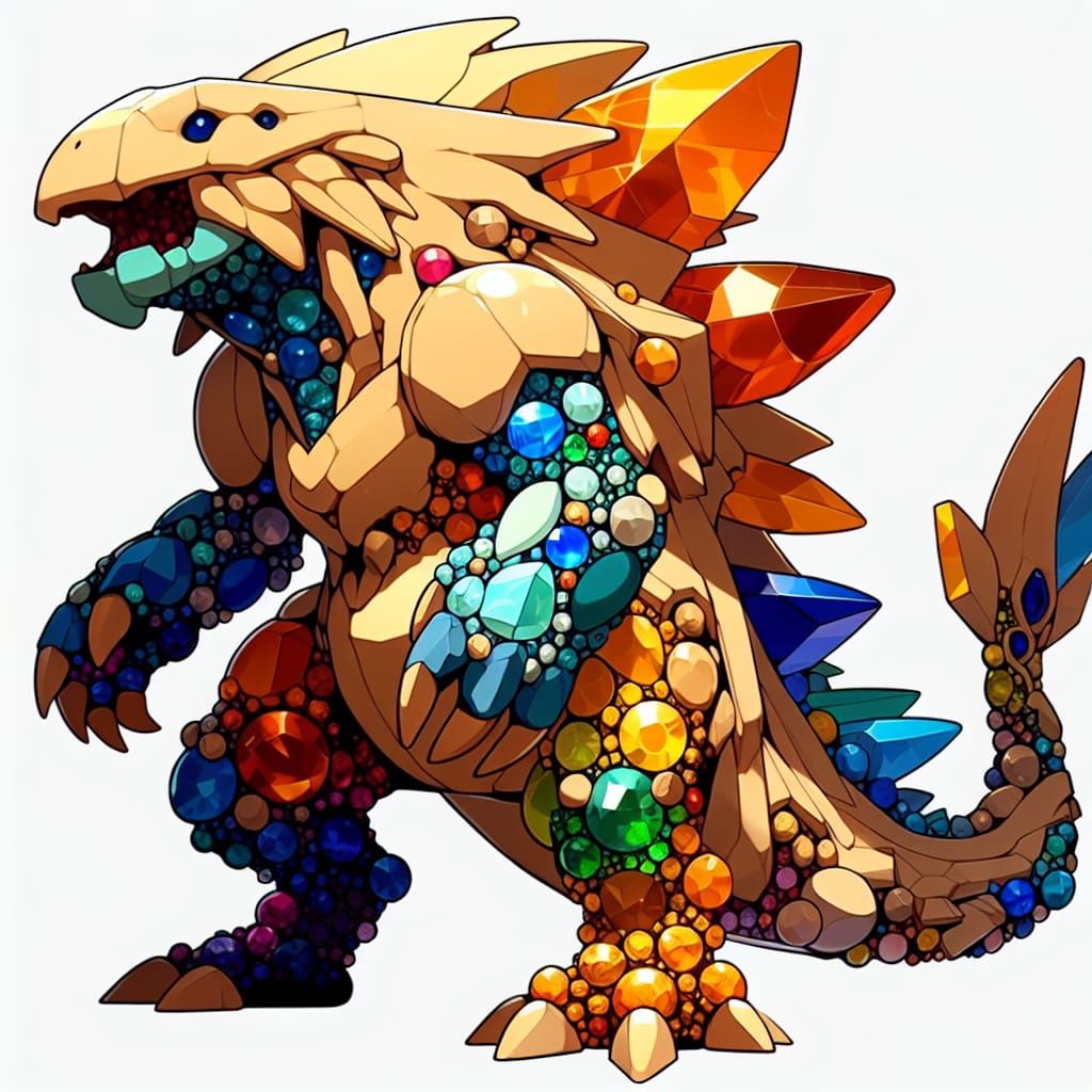 Gemstone Tyranitar: Anime-Style Pocket Monster