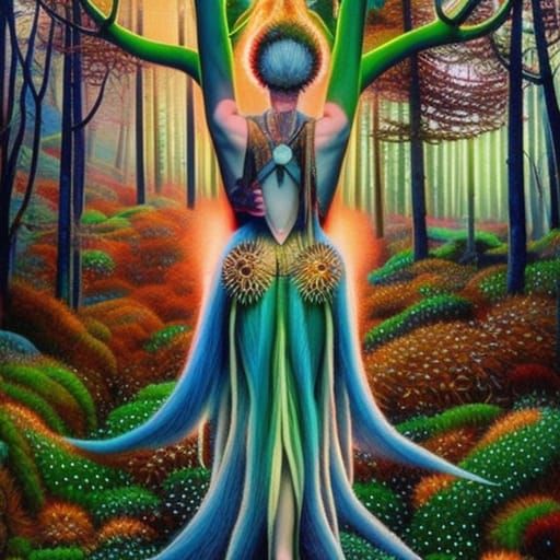 Magical Forest Dance: Oil Painting in Digital Art Style