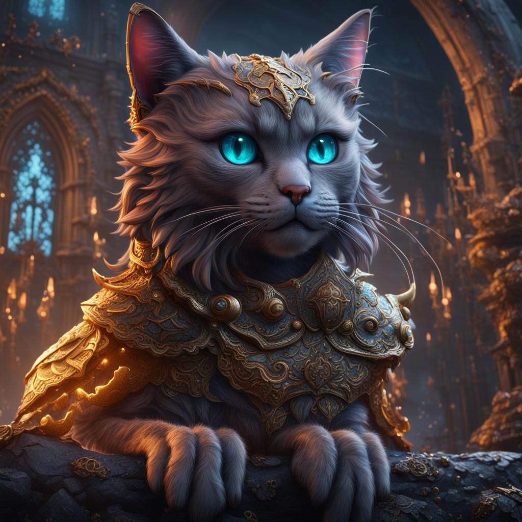 Fantastical Kitty in Detailed Matte Painting