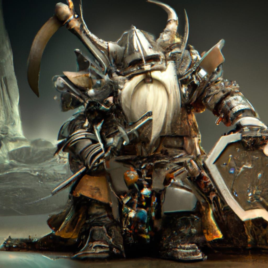 Dwarven Warrior with Braided Beard, Dark Fantasy Art