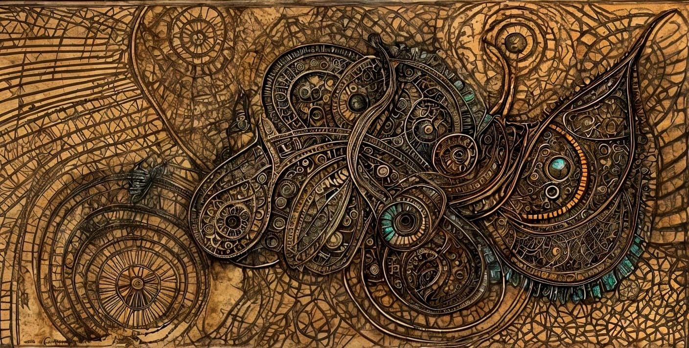 Copperwing Butterfly Art on Tea-Stained Parchment