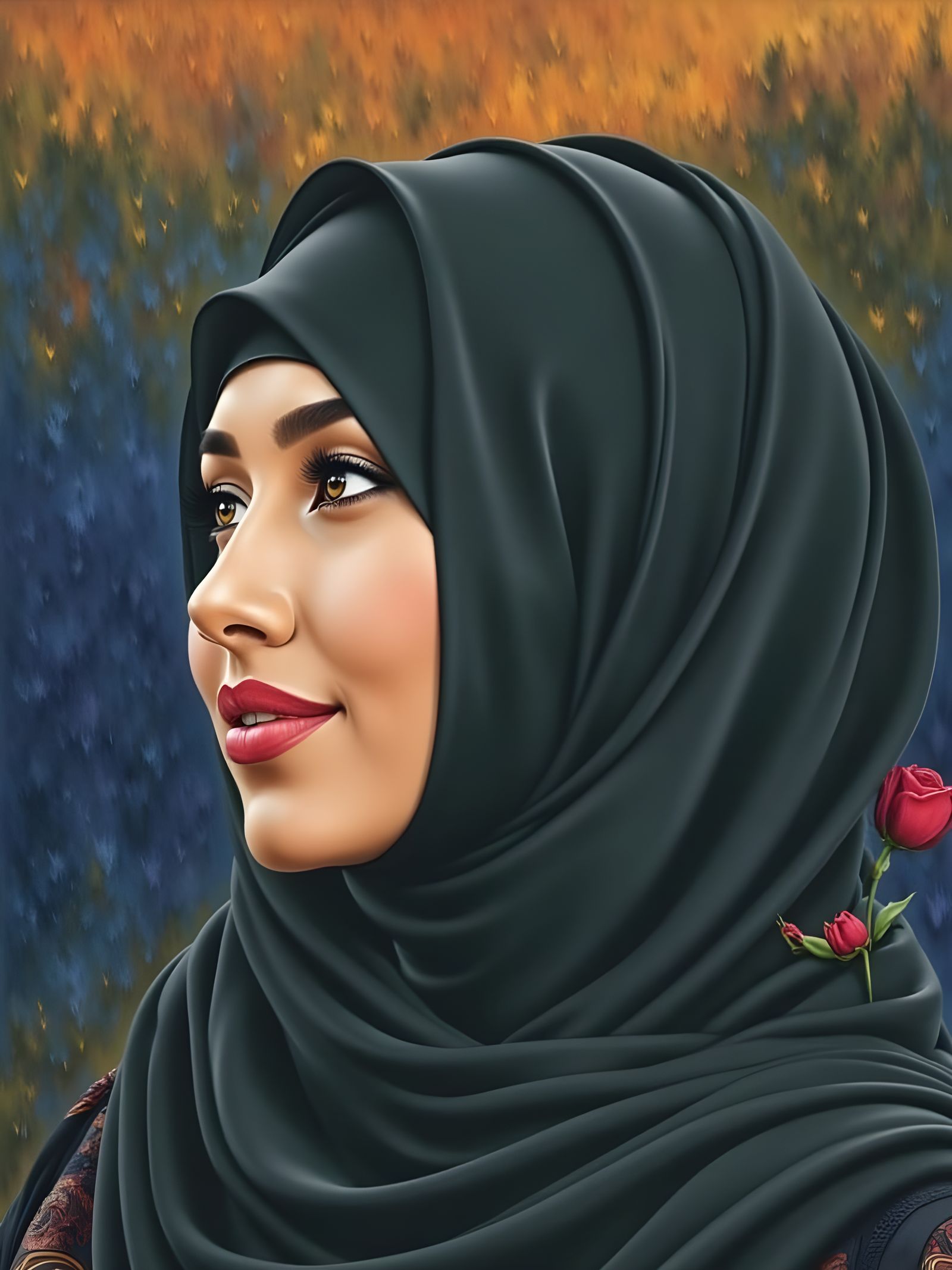 Elegant Hijabi Woman in a Garden
