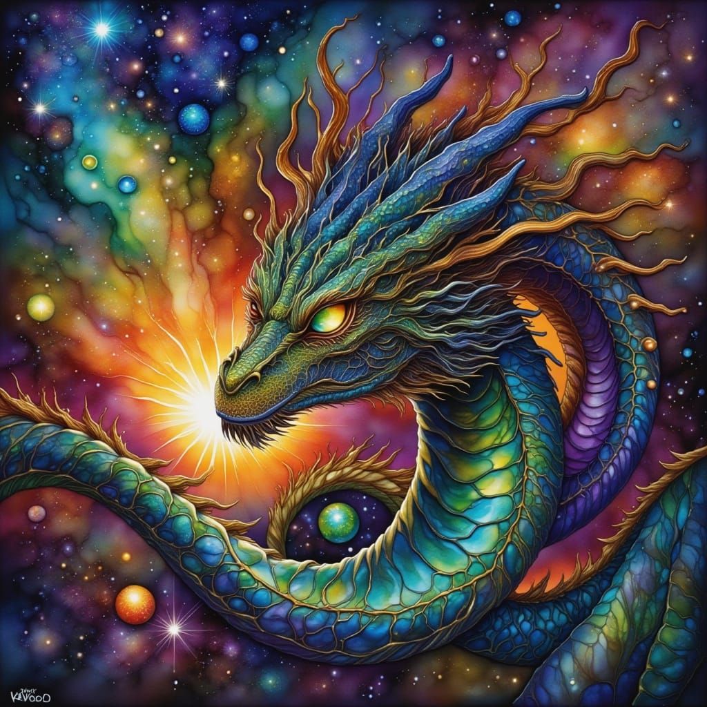 Ancient Dragon Coiled Around Cosmic Nebula