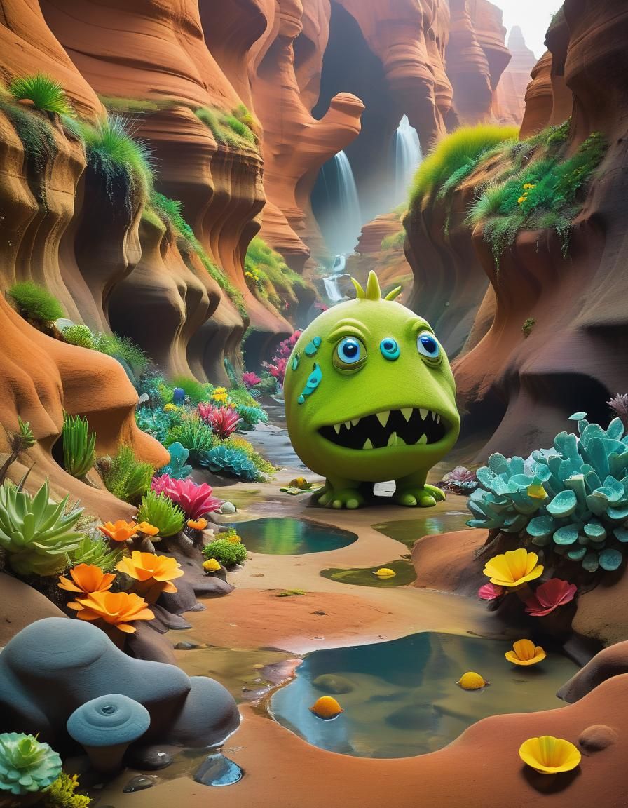 Anthropomorphic Grouch in Underwater Goblin Valley