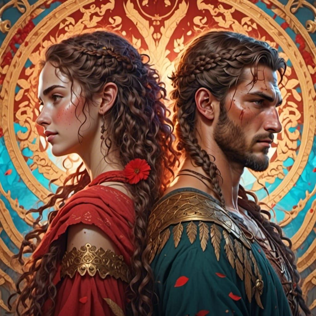 Glittering Dionysus and Ariadne Portrait in Unreal Engine