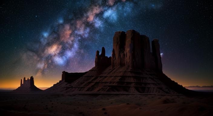 Monument Valley Buttes Reach for Cosmos, Art Nouveau Style
