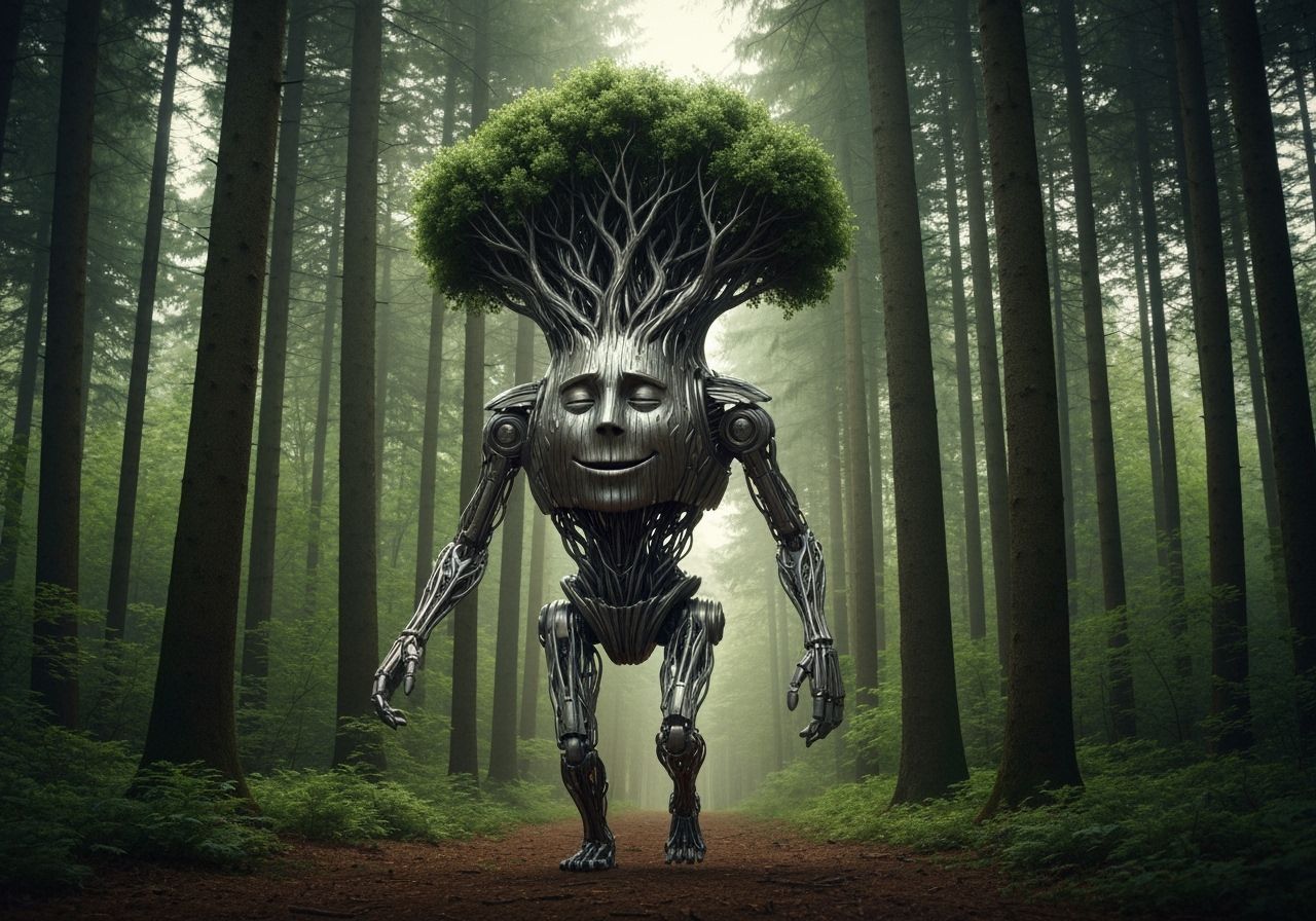 Photorealistic Robotic Tree Walks Through Forest