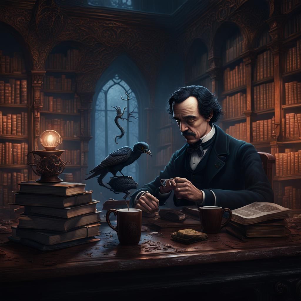 Poe and Lovecraft in a Nocturnal Library